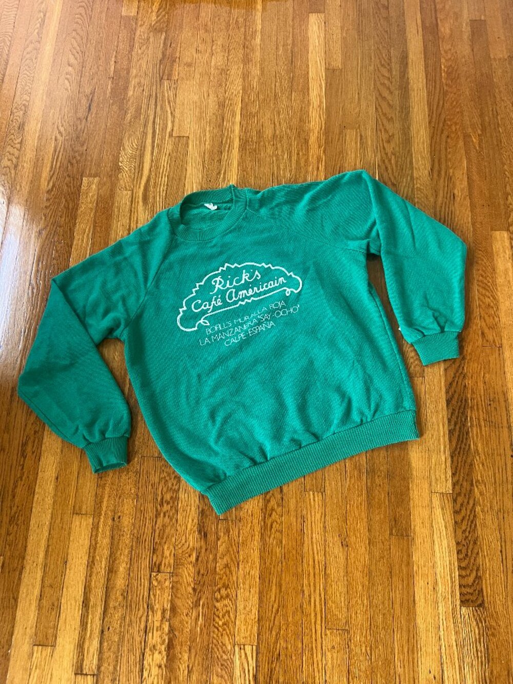 Vintage 80s Rick's Café Americain 50/50 Green Crewneck Sweatshirt - Medium